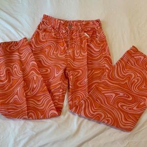 cute wave marble straight leg pants